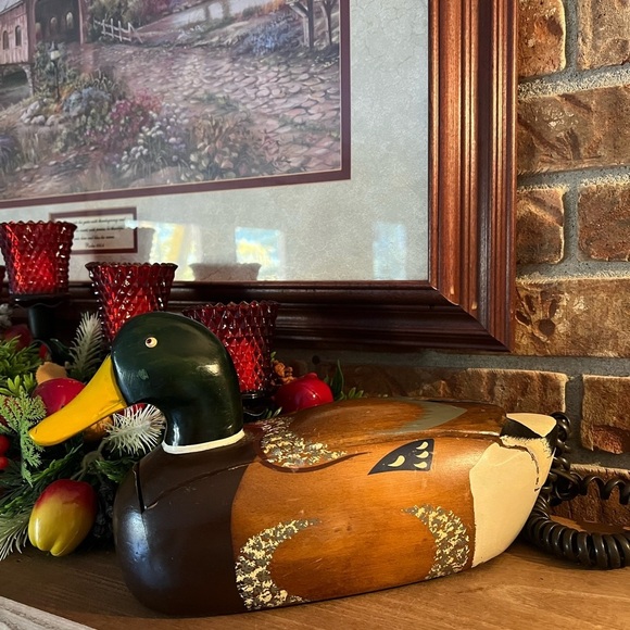 Rare Vintage Hand Carved Solid Maple Mallard Duck Telephone - Picture 10 of 12